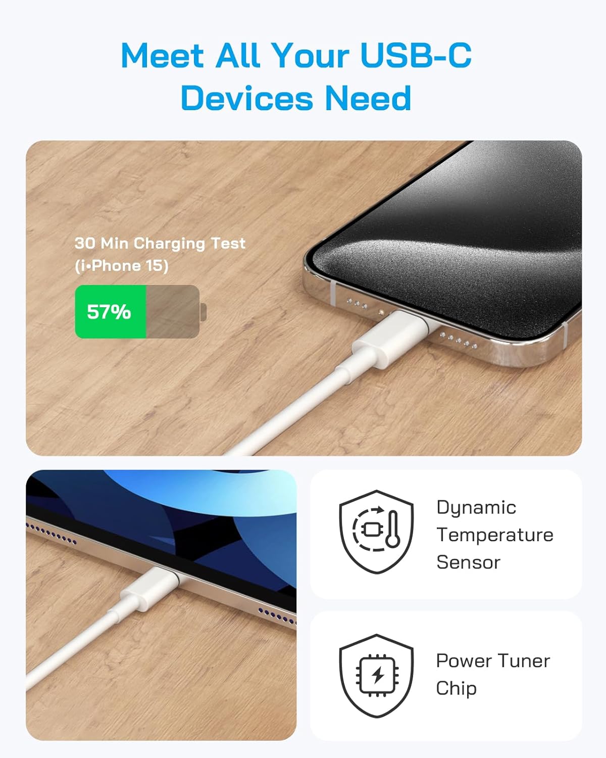 3 Packs de Cabezales y cables tipo C